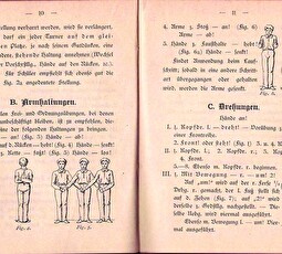 Schulturnen anno dazumal: Doppelseite aus der Broschüre «Freiübungen im Stand für die Schule» von 1891.