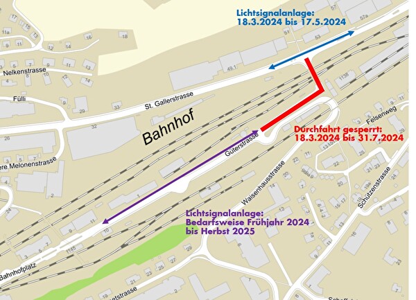 Der Plan zeigt, wann auf welchen Abschnitten mit Verkehrsbehinderungen gerechnet werden  muss.