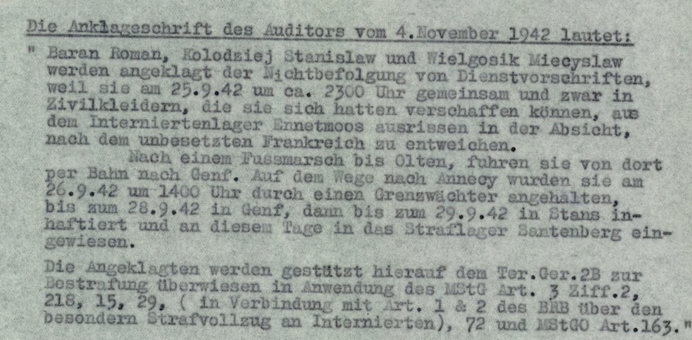 Auszug aus dem Urteil des Territorialgerichts vom 3. Dezember 1942