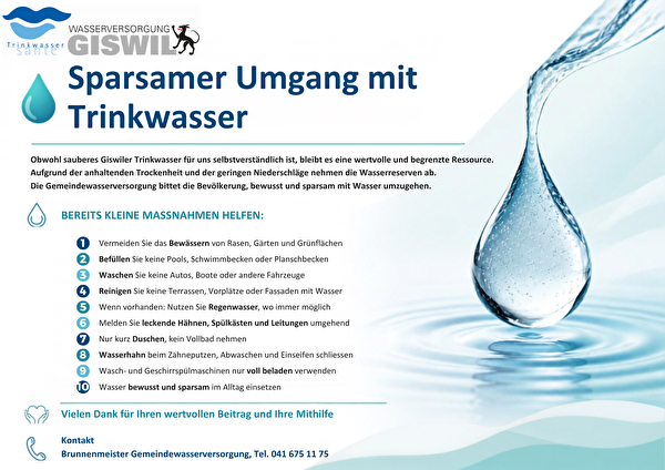 Sparsamer Umgang mit Trinkwasser