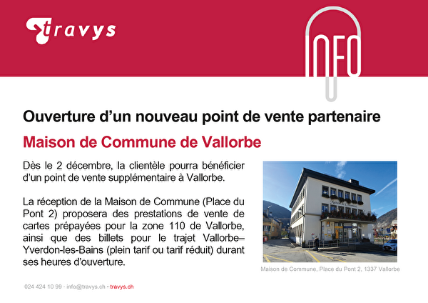 Nouveau point de vente Travys à la Maison de Commune