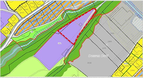 Rot umrandet – Perimeter des möglichen Standorts des Entsorgungshofes