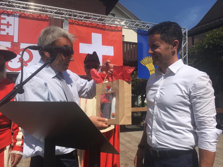 Bundesfeier 2018 im Dorfkern mit 1. Augustansprache von Regierungsrat Christian Schäli.