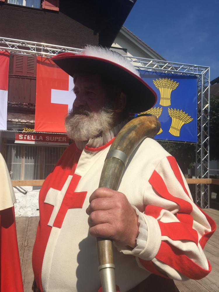 Bundesfeier 2018 im Dorfkern mit 1. Augustansprache von Regierungsrat Christian Schäli.