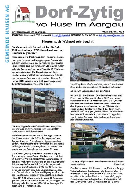 Ansicht Titelseite Dorfzytig 03/12
