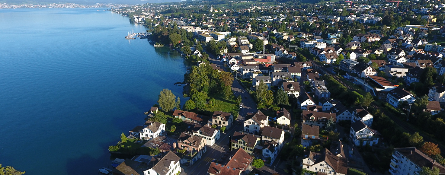 Männedorf mit See aus der Luft