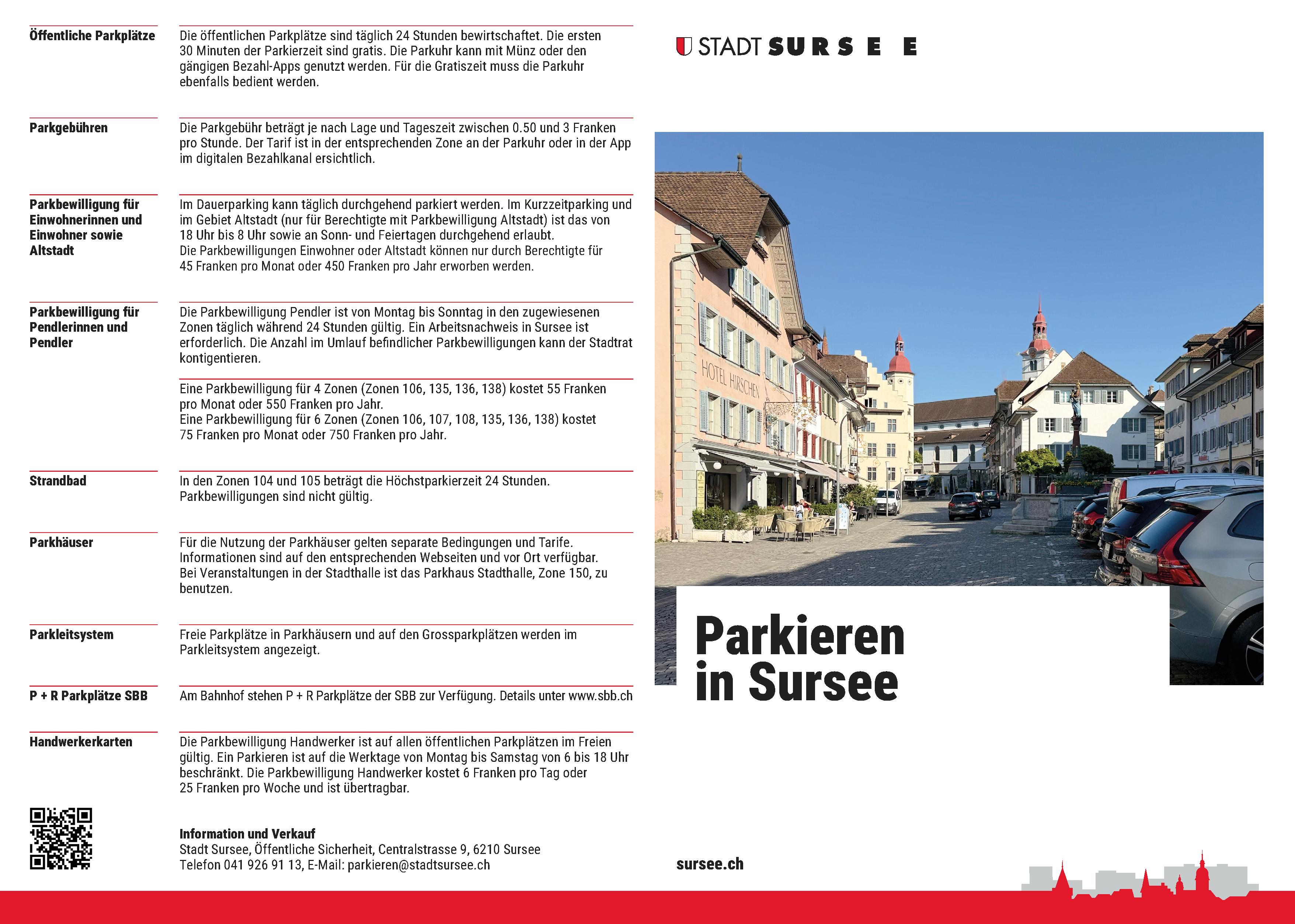 Flyer Parkieren in der Stadt Sursee