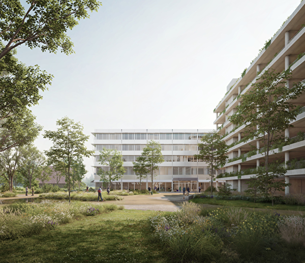 Aussensicht des neuen Spitals (Visualisierung).