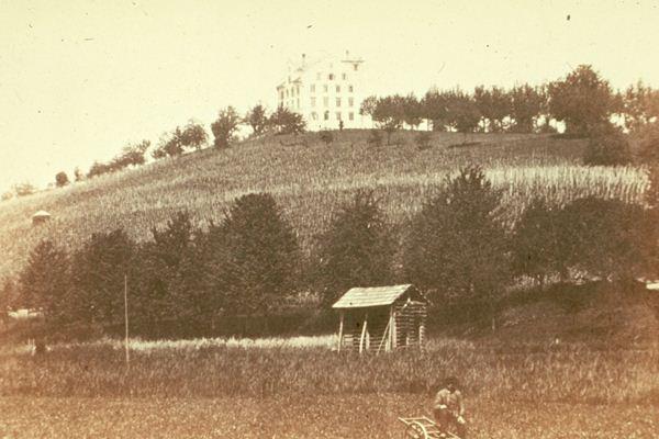 Halbinsel Au von Süden, mit Hotel von 1866. Aufnahme um 1910.