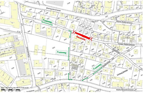 Übersichtsplan Baustelle Untere Haldenstrasse 7 bis 9