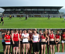 Fussballer und sportliche Ladies
