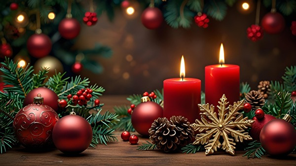 Weihnachtsdekorationen auf einem Tisch