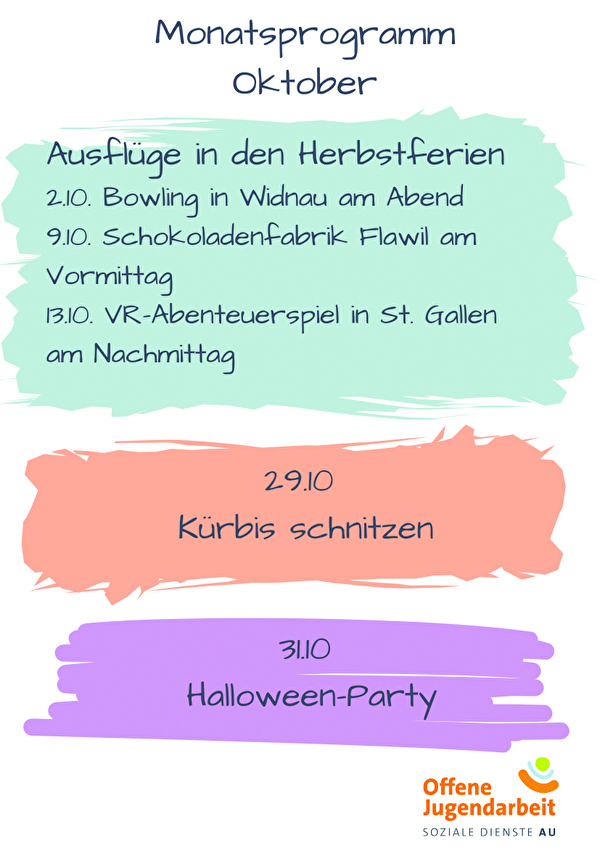 Monatsprogramm Oktober - Offene Jugendarbeit