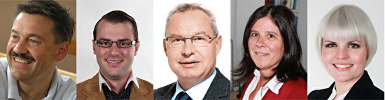 Die Kantonsratskandidaten, von links: Markus Bernet, Gabriel Frey, Daniel Good, Judith Pizzingrilli-Künzler und Gloria Schöbi.