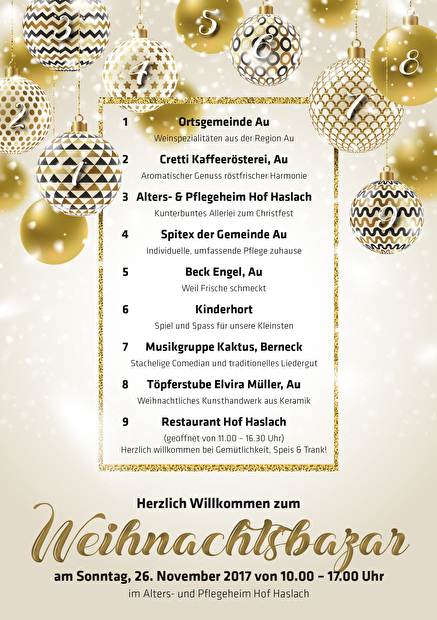Weihnachtsbazar Alters- und Pflegeheim Hof Haslach