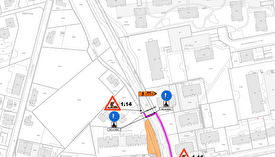 Signalisationsplan Aeulistrasse: Sperrung der Aeulistrasse mit signalisierter Umleitung Fahrrad / Fussgänger/-innen