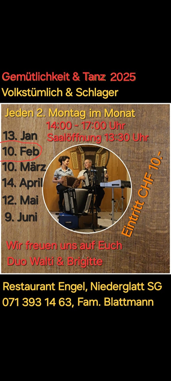 Flyer Gemütlichkeit und Tanz