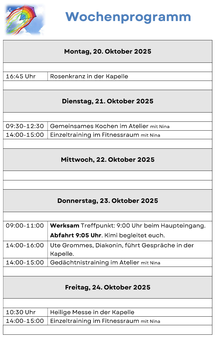 Wochenprogramm Aktuell