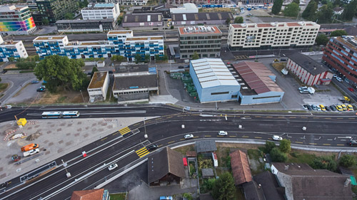 Der Geissweidplatz ist aus der Luft erkennbar.