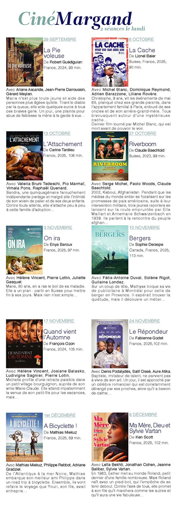 programme du semestre