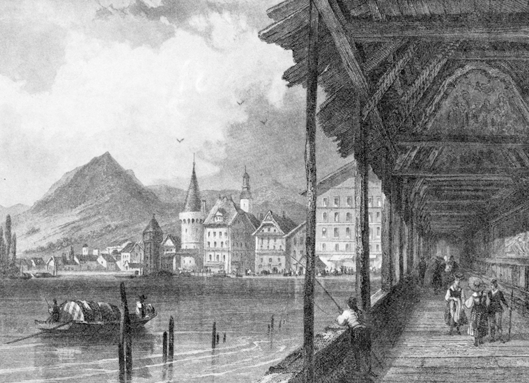 Während das Gebiet zwischen Ufer und Brücke nur den konzessionierten Fischern vorbehalten war, durften von der Hofbrücke aus alle mit der Angel fischen. Im Wasser sind Reste der Palisaden zu sehen.