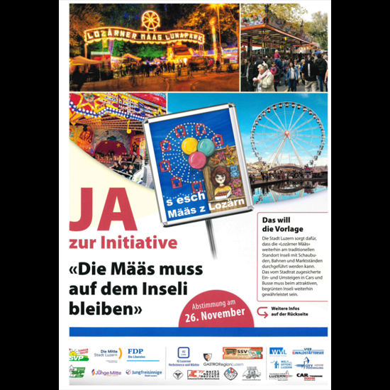 Die Initiative, die am 26. November 2023 zur Abstimmung kam, setzte sich dafür ein, die Määs auf dem Inseli zu belassen. Sie wurde mit knapp 70% angenommen.