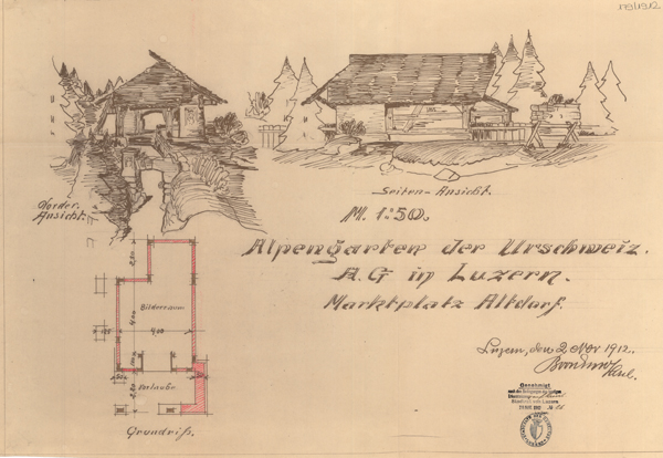 Die mit vielen Details versehenen Alphütten verfügten jeweils über eine Vorlaube und einen Bilderraum, in dem Gemälde des Luzerner Künstlers Jean Renggli gezeigt wurden.