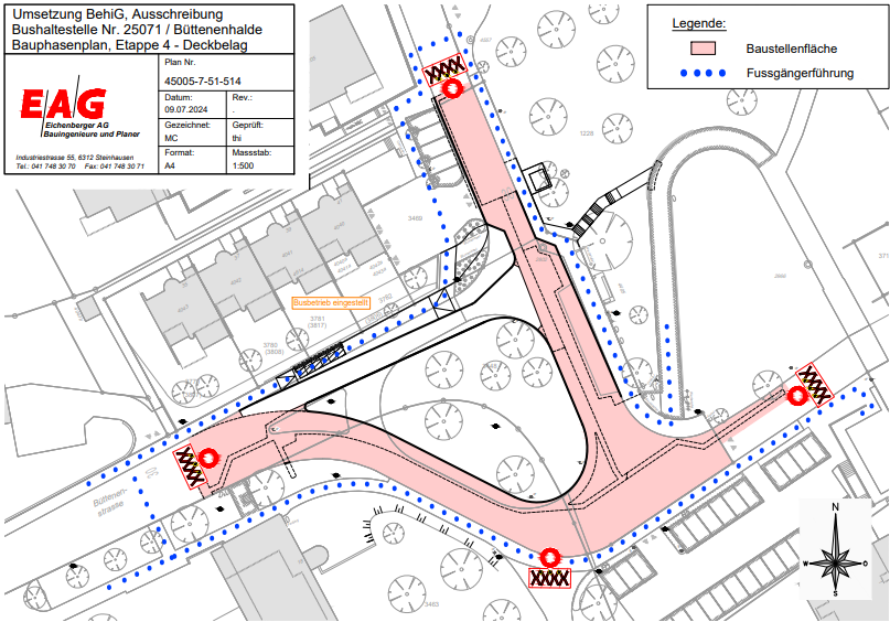 Vollsperrung der Buswendeschlaufe Büttenenhalde
