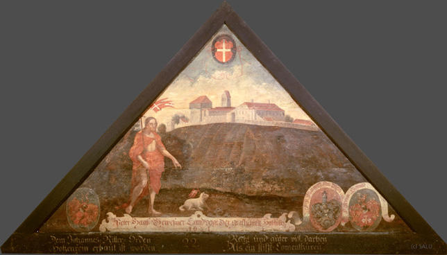 Dem Johannes=Ritter=Orden
Hohenrein erbaut ist worden.

Recht und güter vill darbeÿ
Als ein Stifft=Commenthurey.

Bildnummern: Kdm LU 21, Halter LVIII, Eglin 22