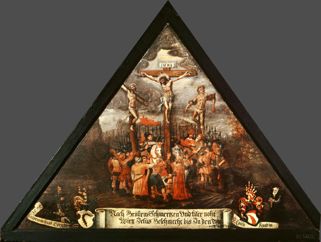 Nach Gröstem Schmertzen Vnd filer noht
Wirtt Jesus Geschmecht bis In den Tod

Bildnummern: Kdm LU 68b, Inschriftenverzeichnis 49r, von Moos XLIX