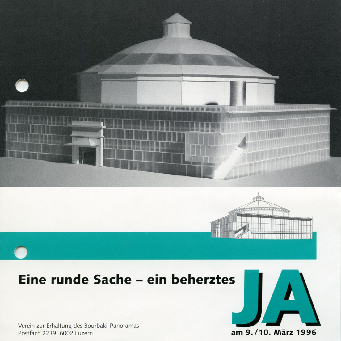 Abstimmungsbroschüre von 1996 für die Sanierung des Panoramas und den Bau der Stadtbibliothek (Ausschnitt)