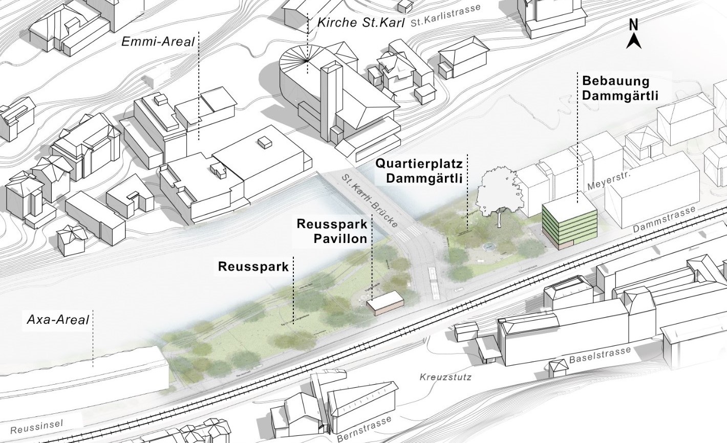 Städtebauliche Bestvariante: Reusspark und Dammgärtli