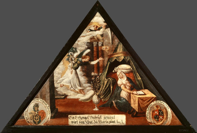 Ein Ertzengel Gabriel genant
wirt von Got zu Maria gsant.

Bildnummern: Kdm LU 32a, Inschriftenverzeichnis 85v, von Moos 35