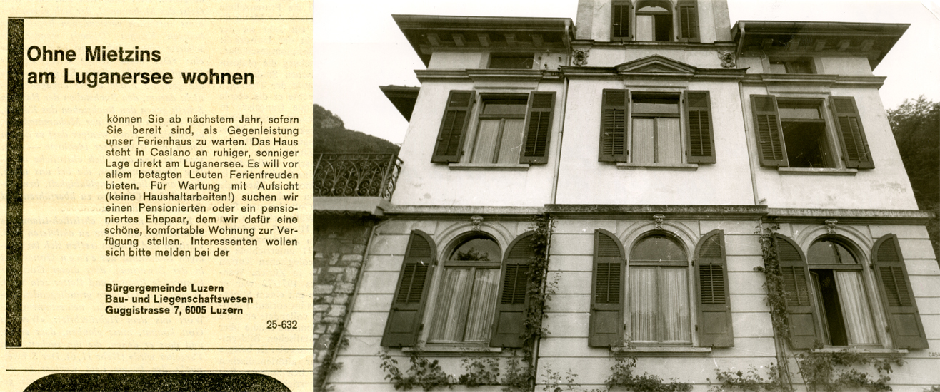 Ab 1965 organisierte die Bürgergemeinde Ferienaufenthalte für Betagte im Tessin und kaufte 1973 in Caslano ein eigenes Haus.