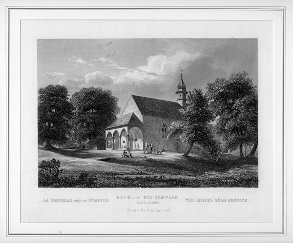 Zum Andenken an die berühmte Schlacht bei Sempach (9. Juli 1386) wurde, angeblich an der Stelle, wo Herzog Leopold fiel, zuerst 1472/73 eine Kapelle errichtet.