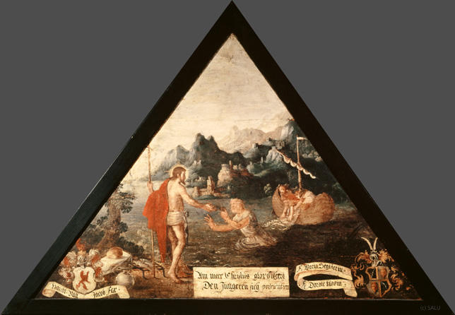 Am meer Christus glorificiert
Den Jüngeren sich praesentiert

Bildnummern: Kdm LU 44b, Inschriftenverzeichnis 73r, von Moos LXXIII