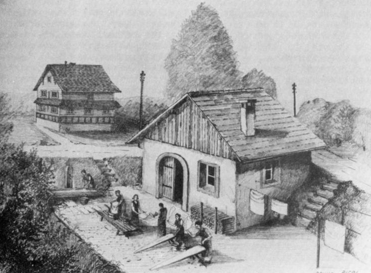 Während das Waschhaus der Zwinggemeinde genossenschaftlichen Charakter hatte, besassen städtische Villen und Landsitze eigene Ökonomiegebäude zur Erleichterung der mühseligen Arbeit.