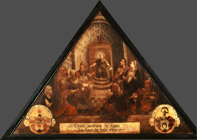 Christus zwöllffiärig sin klugheit
Im Tempel den wysen erzeigt.

Bildnummern: Kdm LU 53a, Inschriftenverzeichnis 63v, von Moos 57