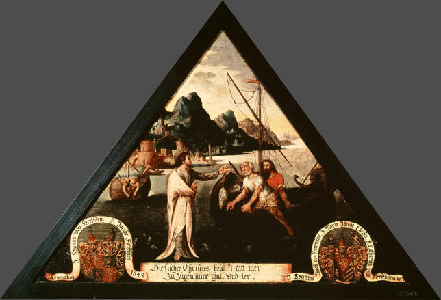 Die fischer Christus bruefft am mer
zu zügen siner that und ler.

Bildnummern: Kdm LU 61a, Inschriftenverzeichnis 56v, von Moos 64