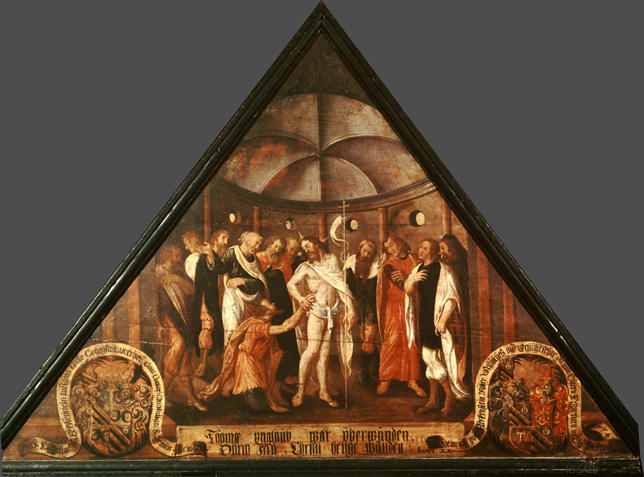 Thomae vnglaub war überwunden.
Durch Jesu Christi heilge wunden

Bildnummern: Kdm LU 45b, Inschriftenverzeichnis 72r, von Moos LXXII