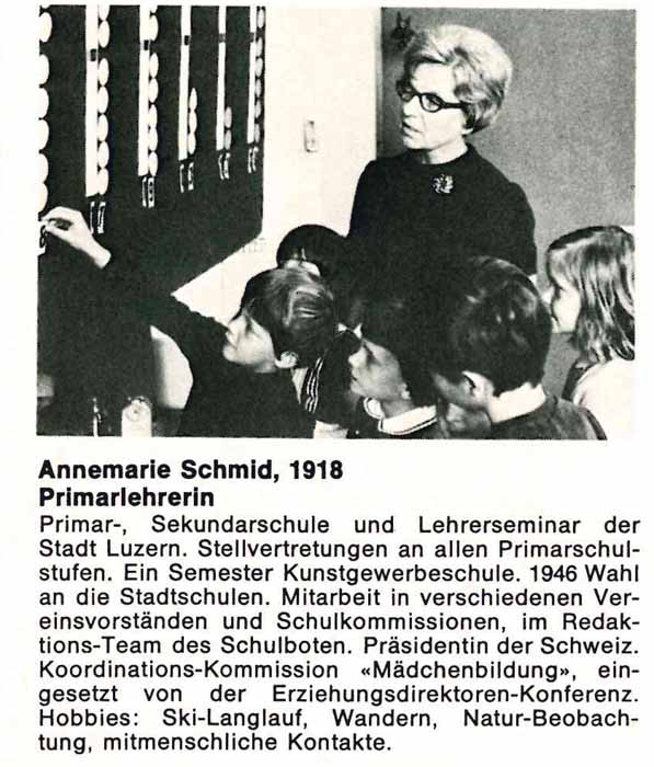 Die Volkspartei stellte Annemarie Schmid als erste Grossrätin.