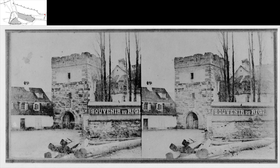 Touristisch vermarktet wurde (nicht mehr nur) die Rigi – das Tor war als kurioses Sujet immerhin ein Stereofoto wert. Das angrenzende Stück Mauer musste Häusern an der Museggstrasse weichen.