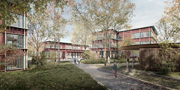 Visualisierung Neu- und Bestandsbau Steinhof 2, Ansicht von der Steinhofstrasse 