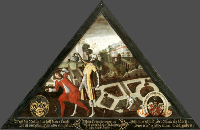 Wan die Natur nit hilfft der kunst
So ist din Pflantzen alls umbsunst

Dan wie wilt Du der Blum ihr Läben,
Das ich dir selbs nimb, widergäben.

Bildnummern: Kdm LU 52, Halter 16, Eglin 38