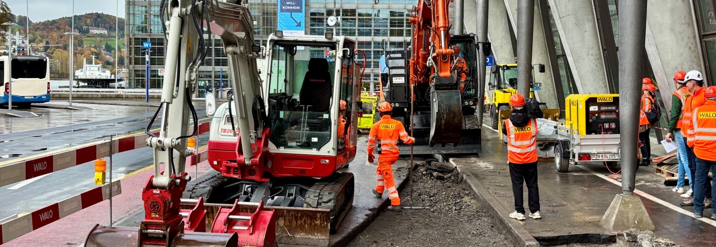 E-Baustelle Haltekante Y Bahnhof Luzern