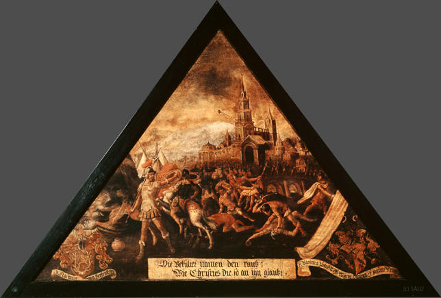 Die Betulier namen den raub:
Wie Christus die, so an ihn glaubt.

Bildnummern: Kdm LU 61b, Inschriftenverzeichnis 56r, von Moos LVI