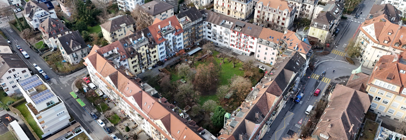 Blockrandbebauung Budelehof gegenüber vom Moosmattschulhaus