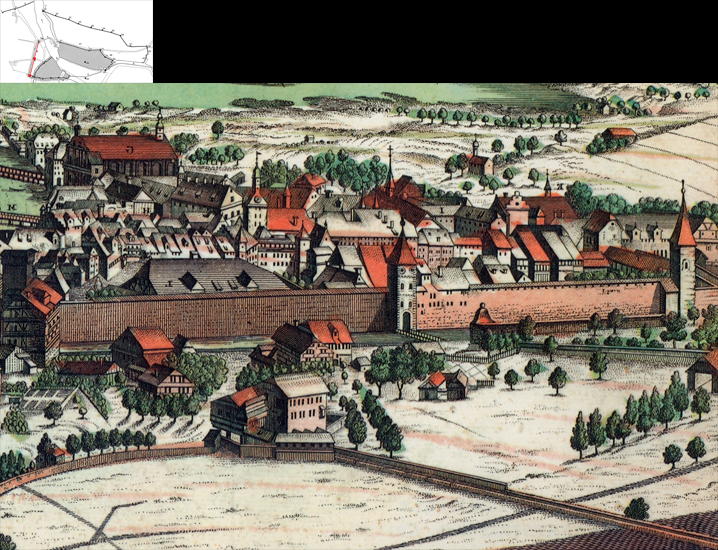 Die Überreste der 1867 gemeinsam mit dem Bruchtor niedergelegten Litzimauer benutzte die Stadt direkt als Baumaterial zur Auffüllung des vorgelagerten Unteren Hirschengrabens.