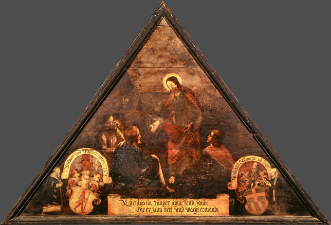 Christus sin Jünger schlaffend fandt,
Die er zum bett vnd wacht ermandt

Bildnummern: Kdm LU 108b, Inschriftenverzeichnis 9r, von Moos IX