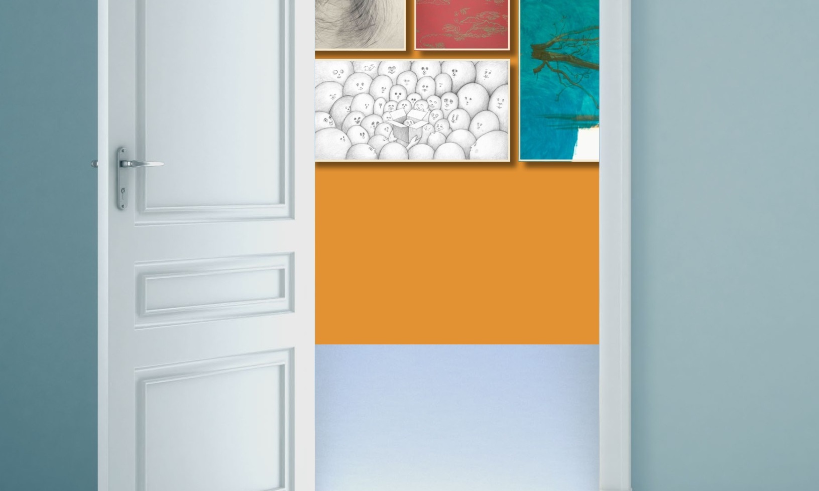 Blick durch eine Tür in einem Museum